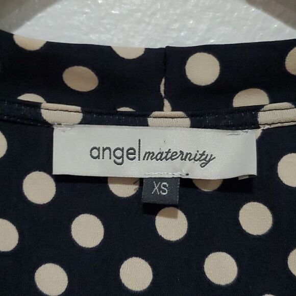 Angel Maternity Polka Dot Wrap Dress with Bell Sleeves in Black & Cream Size XS - Picture 3 of 10